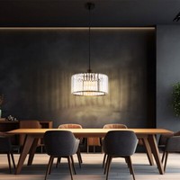 Pendelleuchte HäNgelampe Esszimmerleuchte Kristalle 1 Flammig Schwarz H 120 Cm