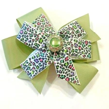 Beautiful Green Faux Jewel inspired hair bow for girls. 