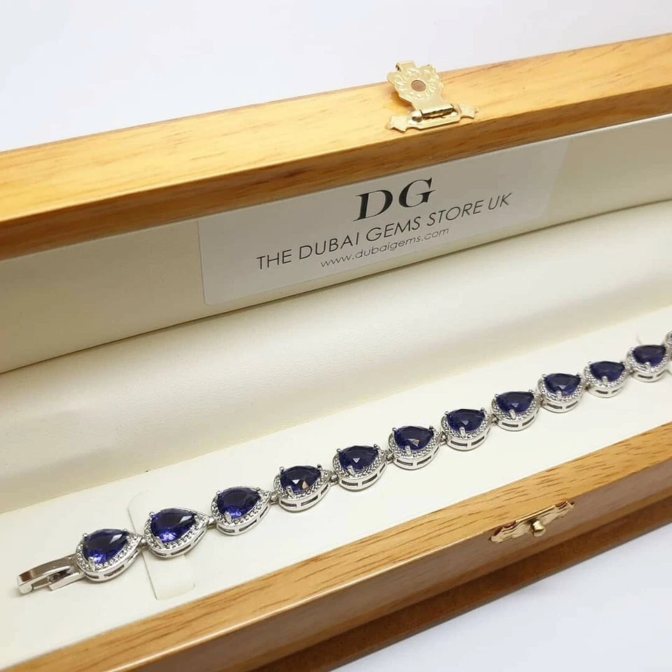 Pulsera Diamante Creada Amatista Morada Acabado Oro Blanco Regalo En Caja Envío Gratis Foto 4 de 4