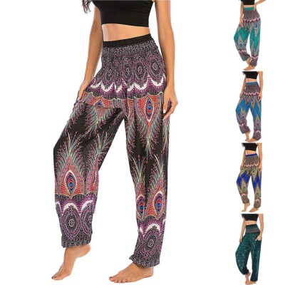 Women Harem Casual Trousers Baggy Boho Floral Gypsy Hippy Yoga Sport Pants Part
