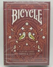 Bicycle Playing Cards AVIARY ORANGE Deck Custom Owl Face & Suit Vintage Floral