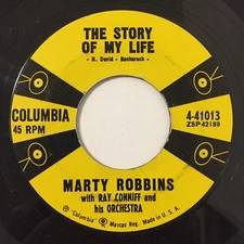Marty Robbins Story Of My Life Once A Week Date 7" Single Vinyl Columbia 4-41013
