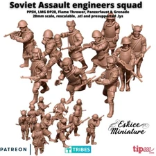 Eskice Miniatures WW2 Soviet Assault Engineers Squad 10 Figures Bolt Action 28mm