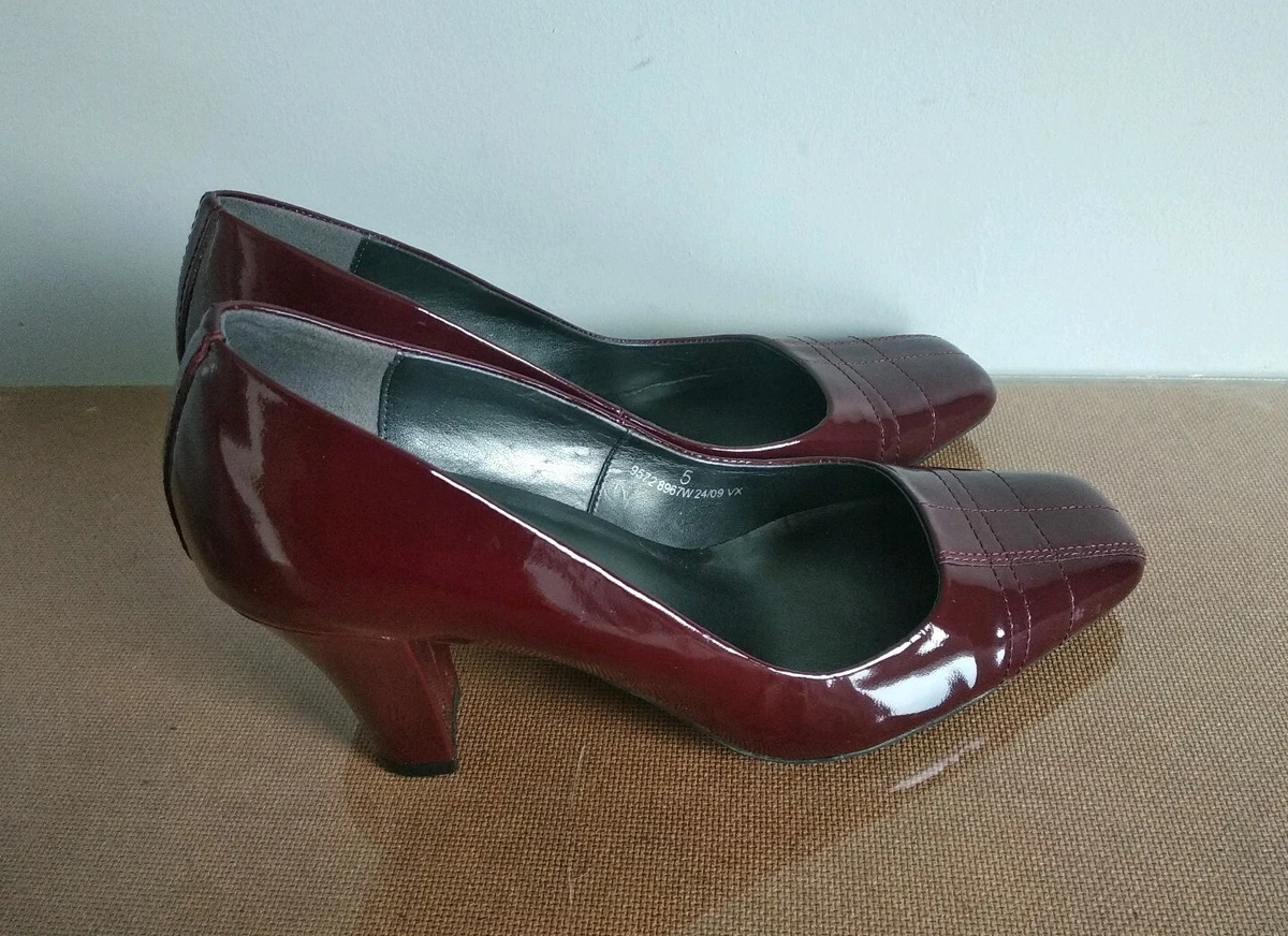Womens Footglove Patent Leather Burgundy Court Shoes UK 5