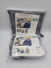 Set of 2 JCP Home Collection Black King Sham Gingham Ruffled Ruffle pillowcase