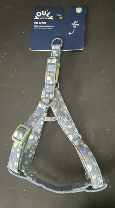YOULY Blue/Multicolor Paint Splatter Step-In Dog Harness-Med (18-30”)-Never Used
