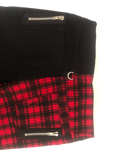 Pantalones para mujer prohibidos medio tartán a cuadros a cuadros emo punk piernas ajustadas - Imagen 7 de 38
