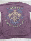 Rebel Spirit T Shirt Men L Brown Cross Crest Embroidered Gothic Short Sleeve