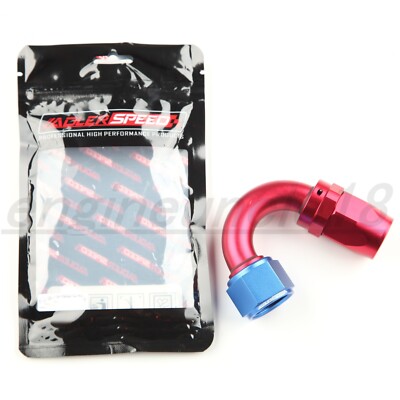 US SHIP 150 Degree AN10 10AN Swivel Hose End Fuel Line Fitting Adapter Red/Blue