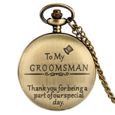Men's Pocket Watch with Chain Quartz Fob Watches To My Groomsman Wedding Gifts
