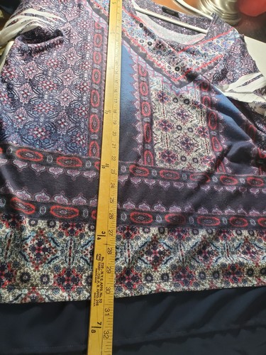 Catherines Tunika Top 3x Damen Plus Kurz Slv Blau Rot Glitzer Boho Mehrfarbig - Bild 11 von 12