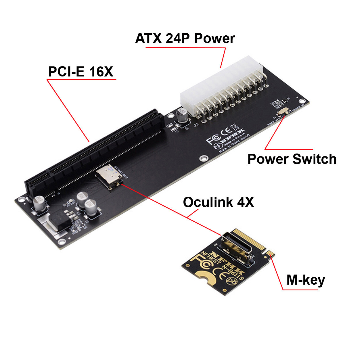 Xiwai Oculink SFF-8612 8611 vers U.2 Kit -Key vers NVE PCIe SSD et NGFF vers SATA Adaptateur