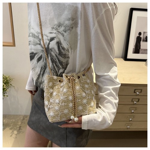 Rattan Straw Bag Woven Handbags Fashion Messenger Bag for Women Girls - Picture 12 of 14