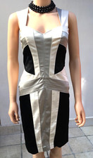 Warehouse Bodycon Dress Size 8 Black,Beige & Grey Sweetheart Neck Lined Good Con