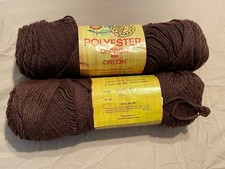 New Vintage Polyanna Lot of 2 Skeins Worsted Knitting Yarn 1023 Med. Brown 4 oz.