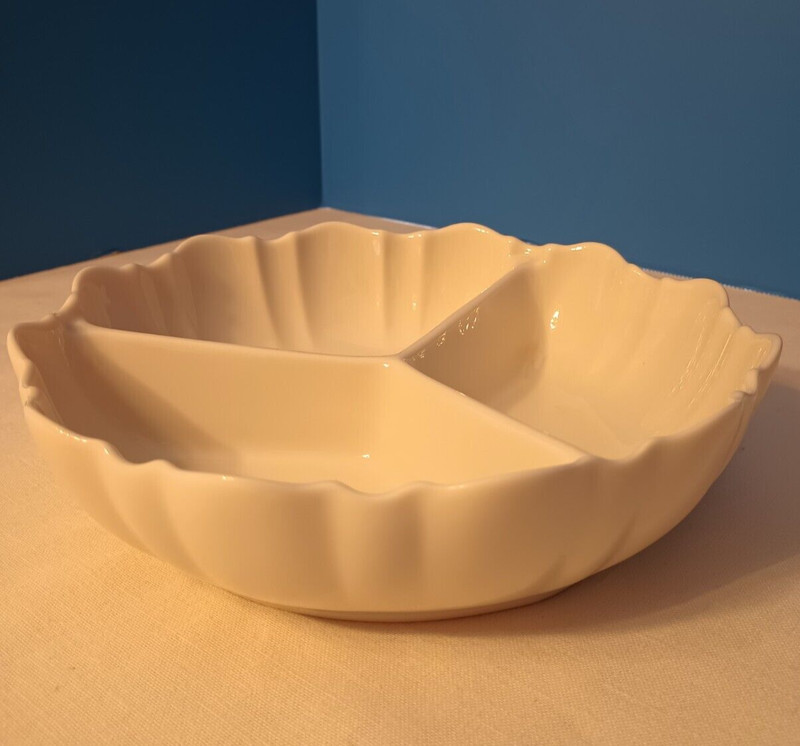 Lenox Ivory Symphony NO TRIM Divided Relish Round Dish 3 Sections