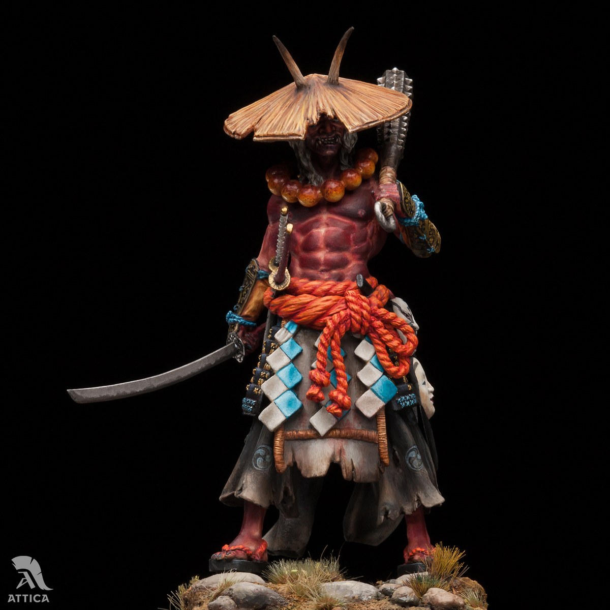 鹿島アントラーズ フィギュア サムライ Oni-ni-kanabo Japanese Demon 90mm Painted Toy Soldier Pre-Sale