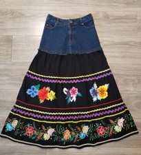 Soft Surroundings Flowy Floral Embroidered Tiered Maxi Skirt Size XS P NWOT 100