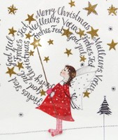 "Kerstin Heß Weihnachtskarte \"Engel\" Sterne SchriftzüGe*GrußKarte*Weihnachten"