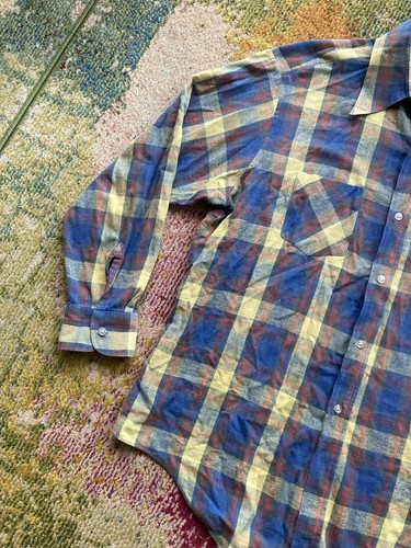 Vintage JC Penny Flannel Shirt Mens Size XL Plaid Cotton 70s 80s Colorful - Picture 2 of 8