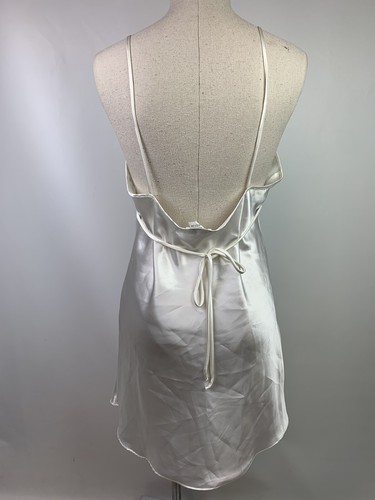 Vintage Peignoir Cinema Etoile 2pc Satin Wedding Chemise White Floral Set Size M - Picture 9 of 10