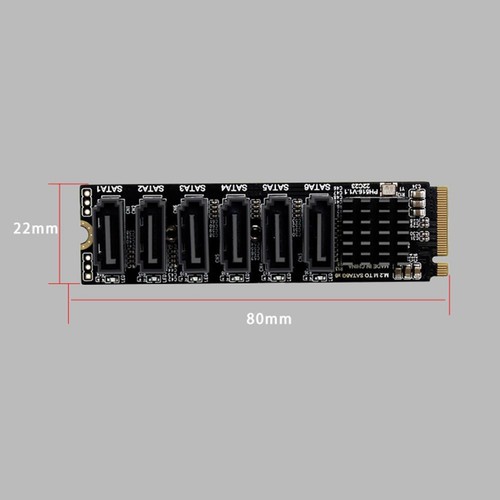 Tarjeta adaptadora M.2 NVMe PCI-E a 6 puertos SATA 3.0 ASM1166 6Gbps expansión PC - Imagen 15 de 23