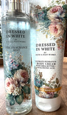 2pc DRESSED IN WHITE 8oz 1x CREAM  1x Fine Fragrance MIST Bath and Body Works