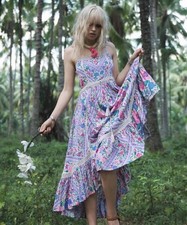 Spell & The Gypsy Dress Babushka Size M Midi Floral Strappy Lavender Purple