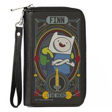Image of PU Zip Around Wallet Rectangle Adventure Time FINN THE HERO Pose and (US IMPORT)