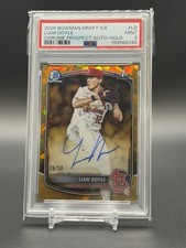 LIAM DOYLE 2025 BOWMAN CHROME DRAFT SAPPHIRE GOLD REFRACTOR 1ST AUTO /50 PSA 9!
