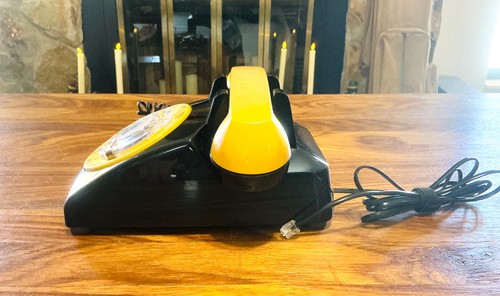 Vintage Western Electric Roboczy telefon obrotowy, czarno-żółty telefon - Zdjęcie 6 z 10