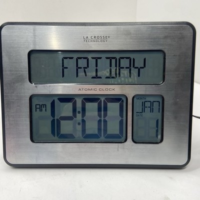  CLOCK デジタル表示　シルバー Digital Clock Atomic Extra Large Digit Easy to Read Display Full