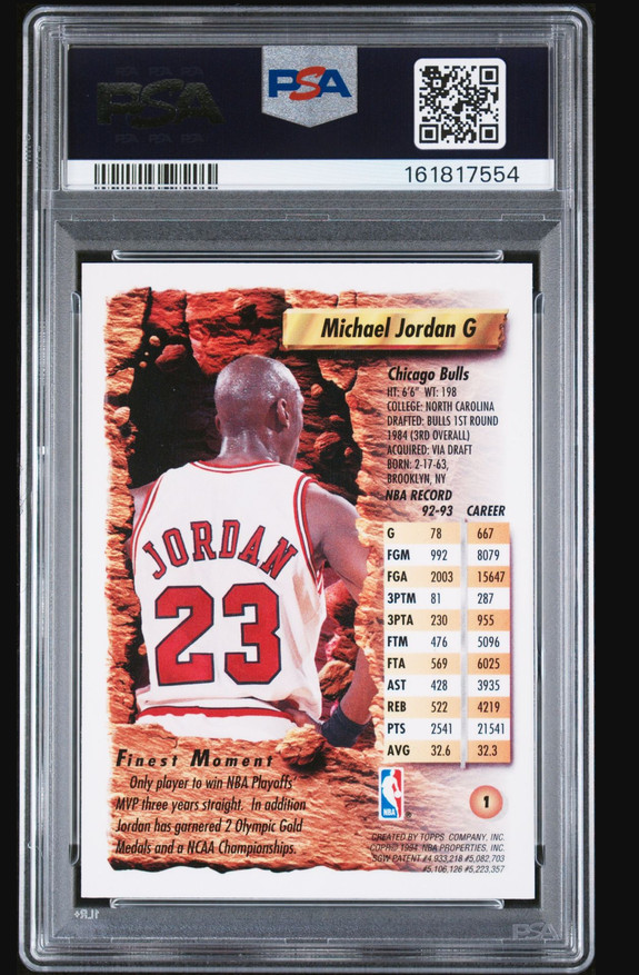 Michael Jordan - Topps Finest  1993 - PSA Near Mint-Mint 8 view 2