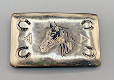 VTG Chambers Belt Co. Silver Color Horse Head Belt Buckle 3"x2" USA Made