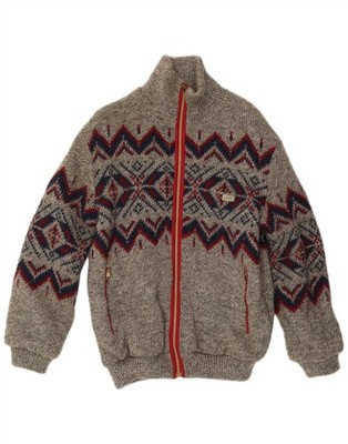 Silvy Herren Strick Wende Jacke UK 40 Large Grau Geometrisch BO07