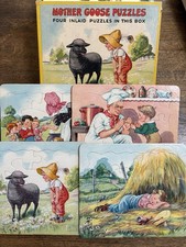 Mother Goose Nursery Rhymes Puzzles in Box  Nursery Room Wall Decor  1940s