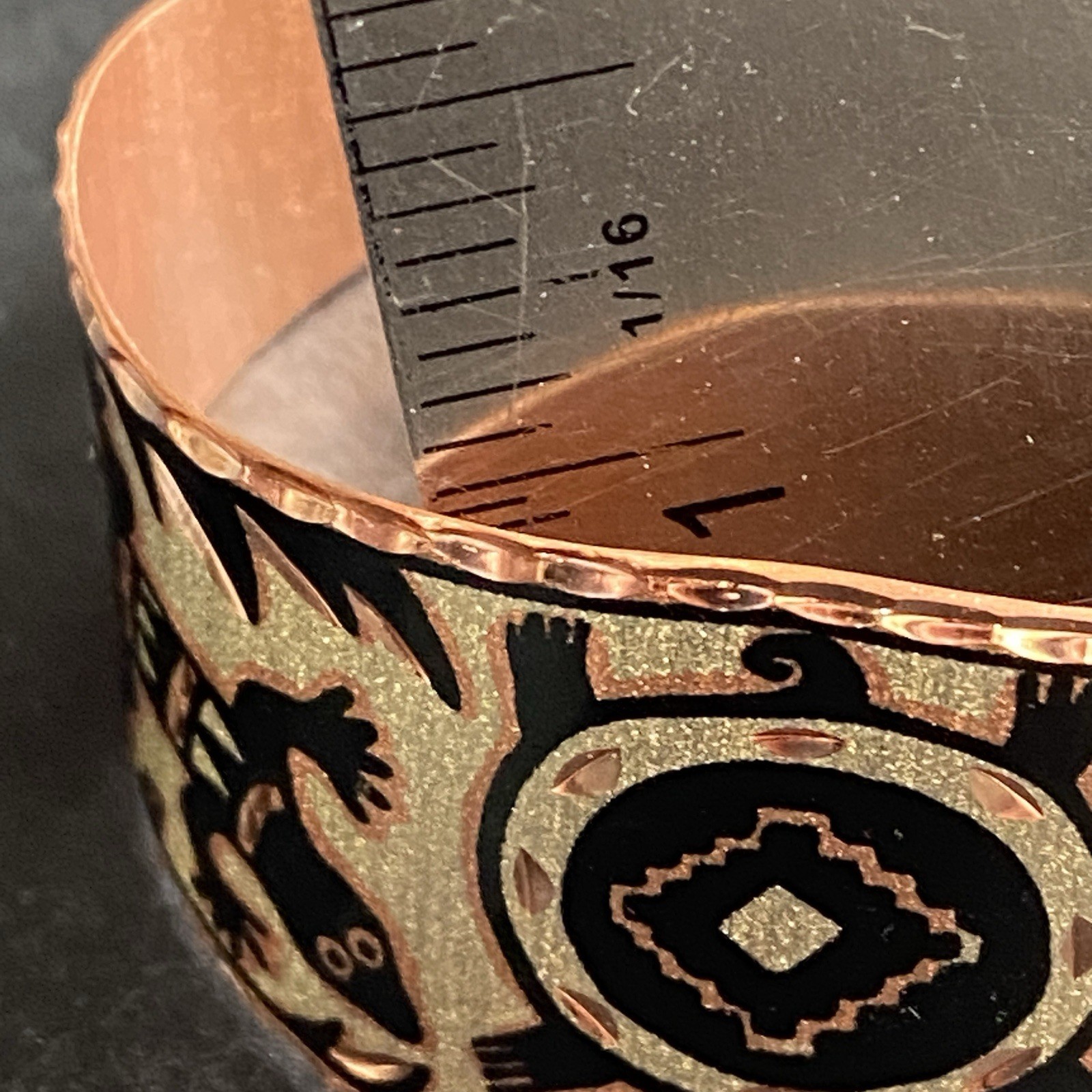 Handmade Artisan Native Bracelet Cuff Turtle Liza… - image 5