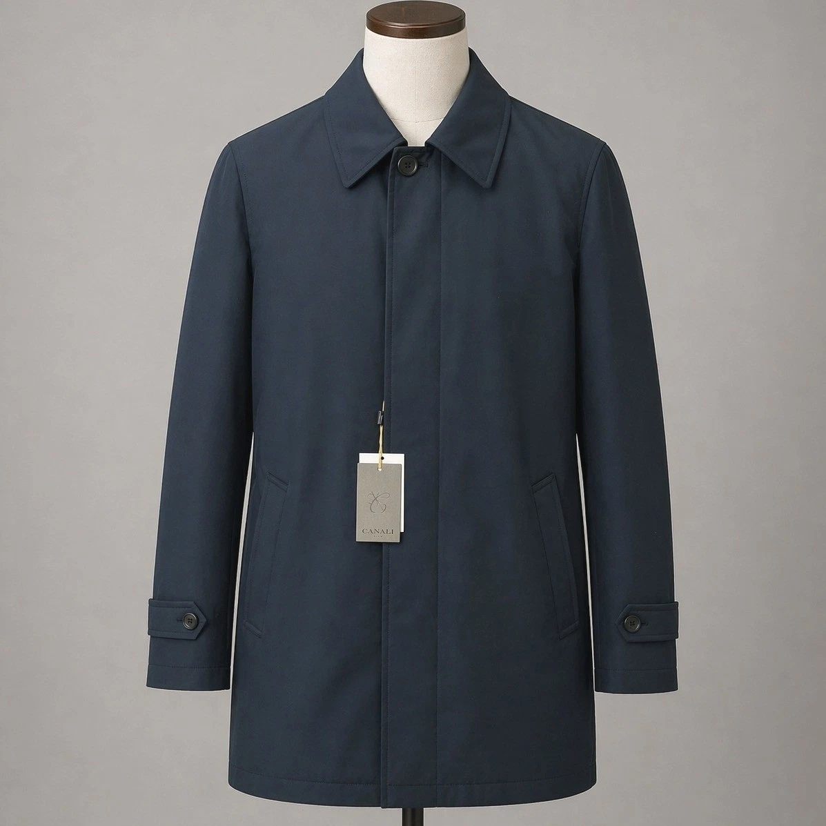 Canali Rain Coat 40R Blue Brown Loro Piana Storm System Reversible Wool Jacket