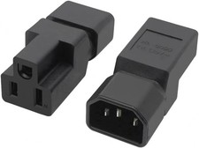 C14 to NEMA 5-15R Power Adapter Cable PDU UPS Extension Cord 2 Pack Black