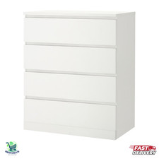 IKEA MALM Chest of Drawers 4 Drawers White Bedroom Storage Unit Modern 80x100 cm