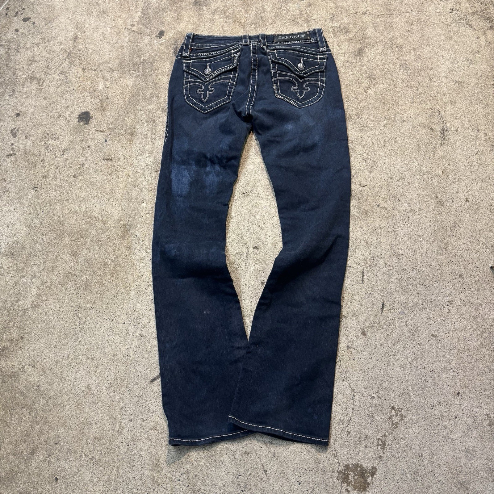 Rock Revival Jen Boot Cut Jeans Light Medium Wash Denim Flap Pocket Women’s 30