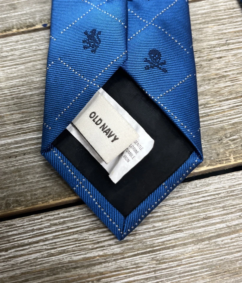 "Corbata de cuello calavera azul marino antigua talla S 44""" Foto 4 de 4