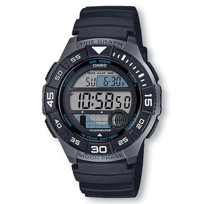 CASIO WS1100H-1A Marine Sport Black Watch, Tide Graph/Moon Data