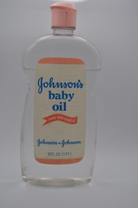 Vintage 1980’s Johnson & Johnson Baby Oil Bottle Plastic Prop 16 Ounce