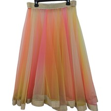 SALE Sheer ROMANTIC TUTU Midi Skirt Ombre Tulle Netting Overlay Ballet Dancer LG