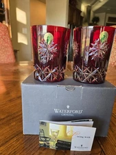 WATERFORD SNOW CRYSTALS RUBY  DOF DOUBLE OLD FASHION  NEW  MINT  BOXED