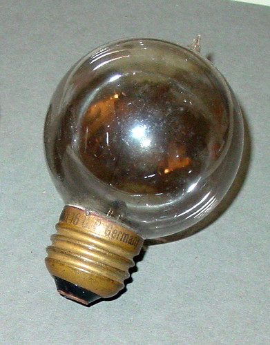 Vintage Edison Base Exhaust Tipped Coil Element Tinted Globe Light Bulb Germany