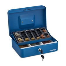 Geldkassette Geldkasse Bargeldbox Münzkassette Handkasse tragbar blau Kassenbox