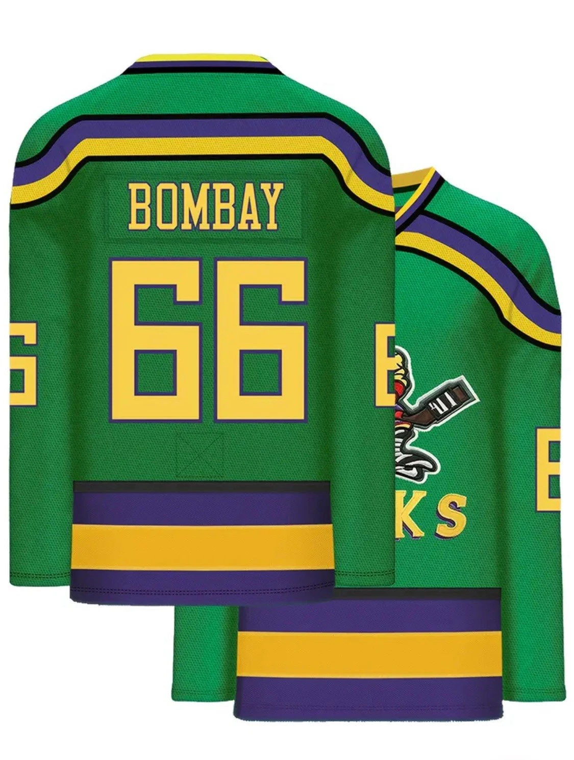 Mighty Ducks Movie Shirts Ice Hockey Jersey #66 Bombay