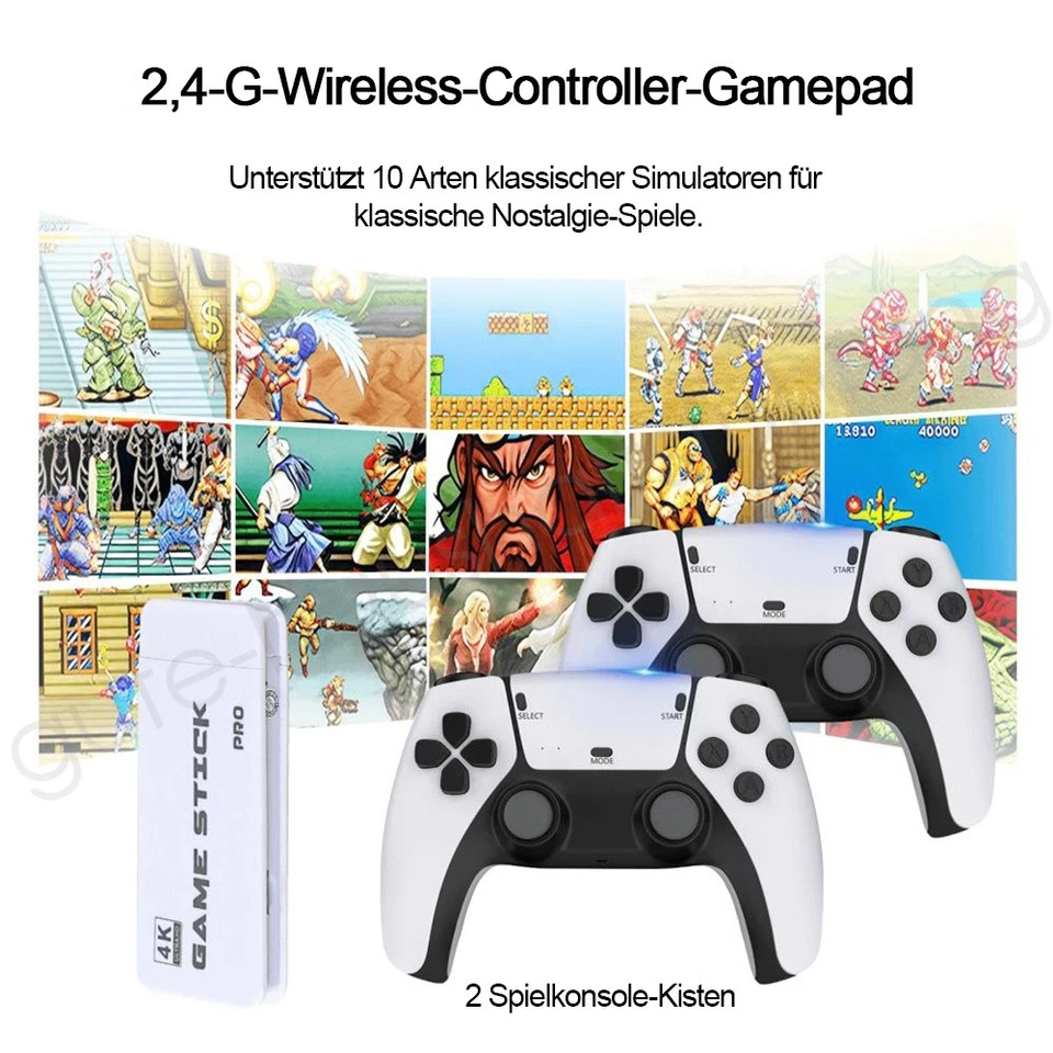 4K Retro Videospielkonsole 20000+ Spiele,USB TV-Stick mit 2x Kabellose Konsole - Bild 4 von 4
